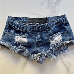 Two pairs of One Teaspoon Blue Distressed Jean Shorts